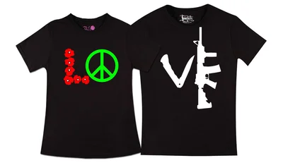 Прикольные футболки: Парные - Любовь Оружие-2